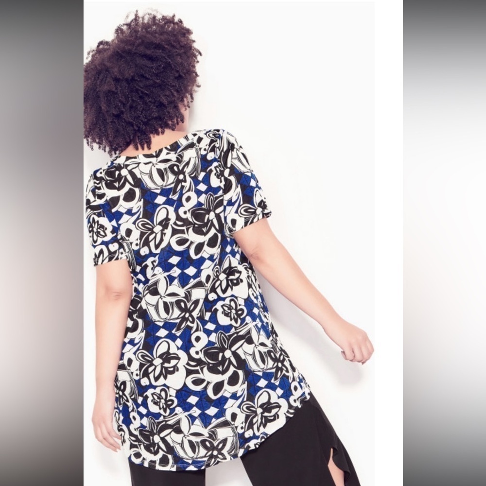 Plus Elsie Caged Crush Top - blue print​​​ (Plus 18/20) - Picture 2 of 4